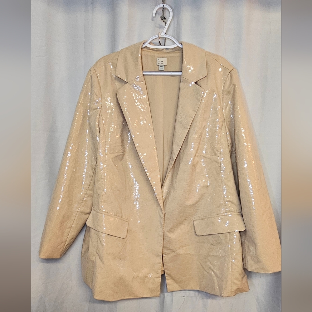 A New Day Sequin Beige Blazer